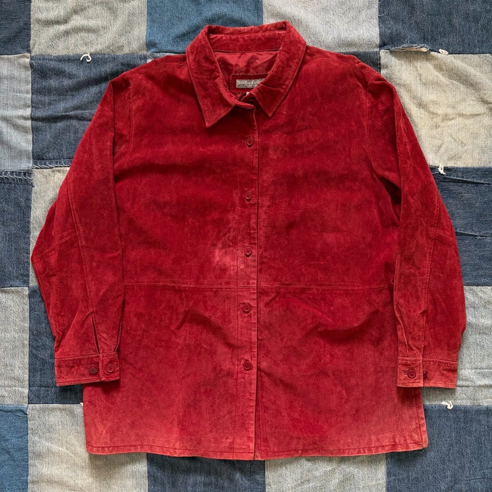 red suede leather jessica holbrook easycare jacket size 1X